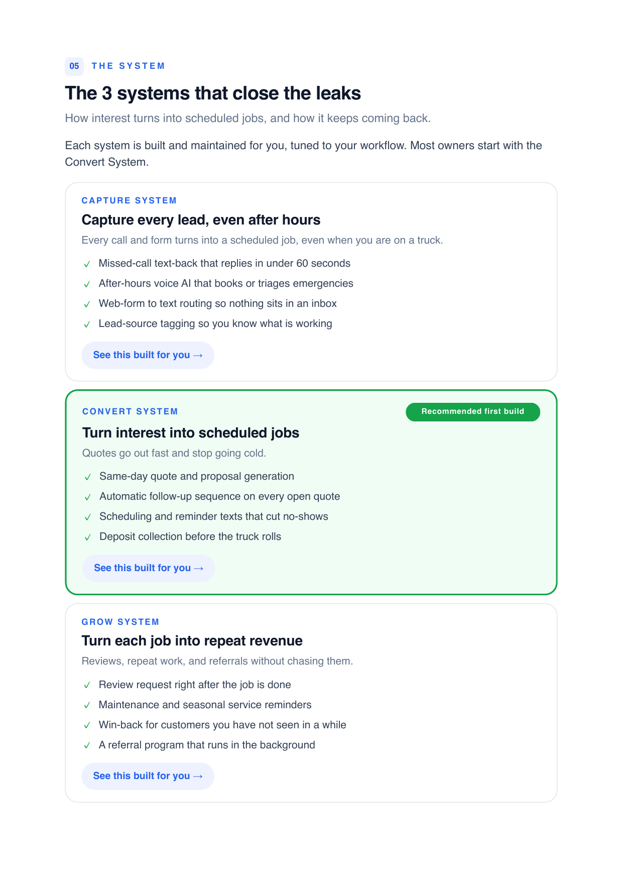Sample audit report page 4: The 3 systems that close the leaks