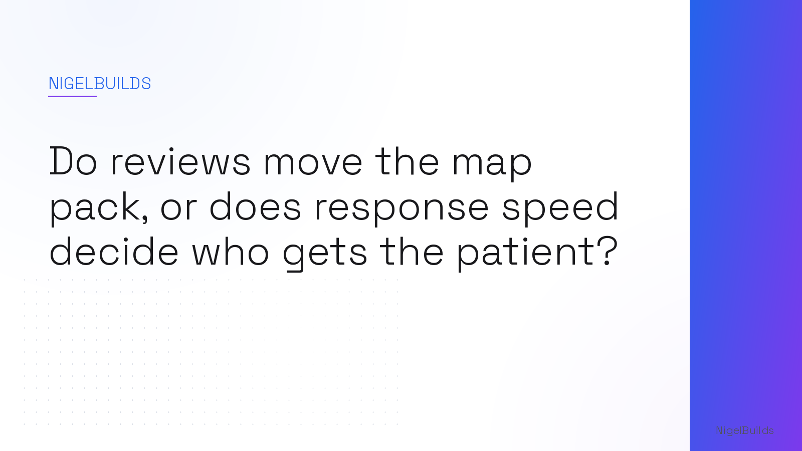 Editorial illustration for the article: Do reviews move the map pack, or does response speed decide who gets the patient?