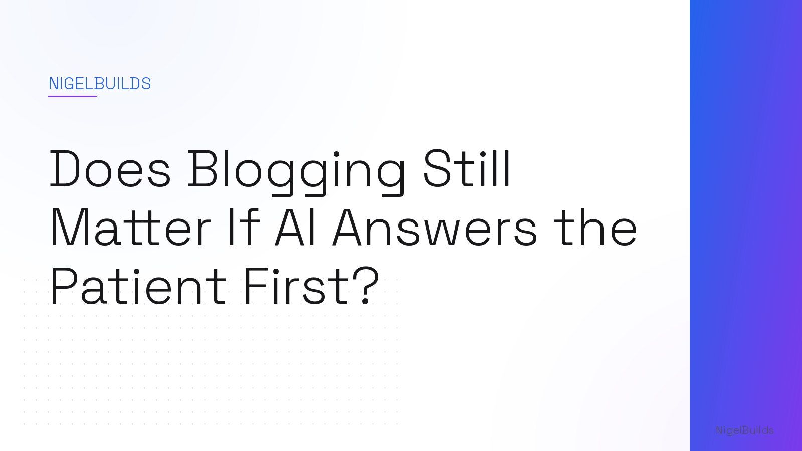 Editorial illustration for the article: Does Blogging Still Matter If AI Answers the Patient First?