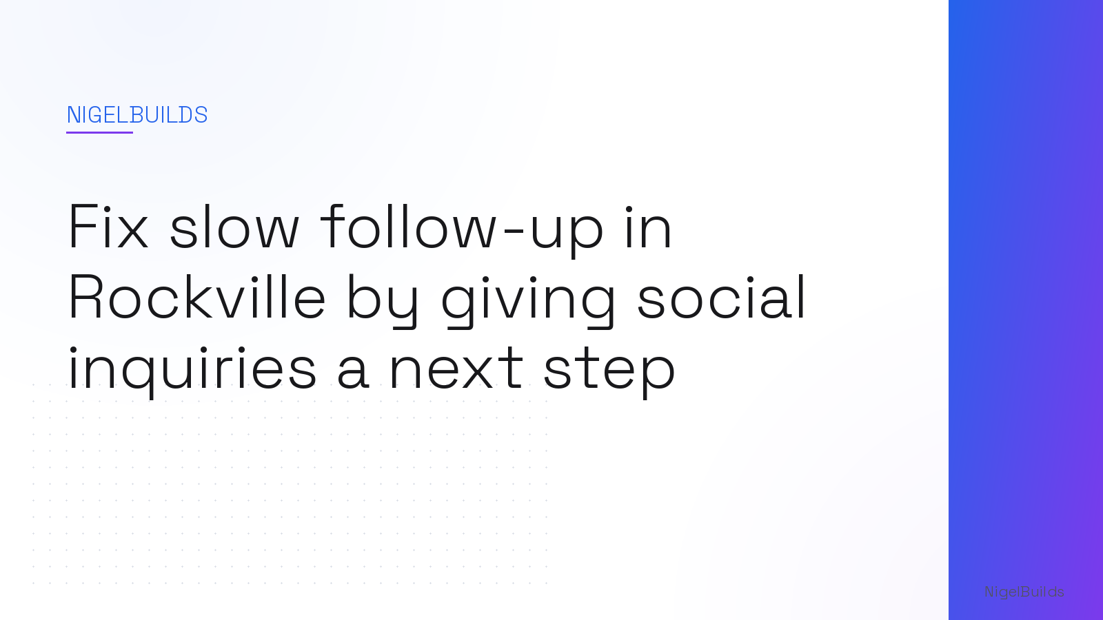 Editorial illustration for the article: Fix slow follow-up in Rockville by giving social inquiries a next step