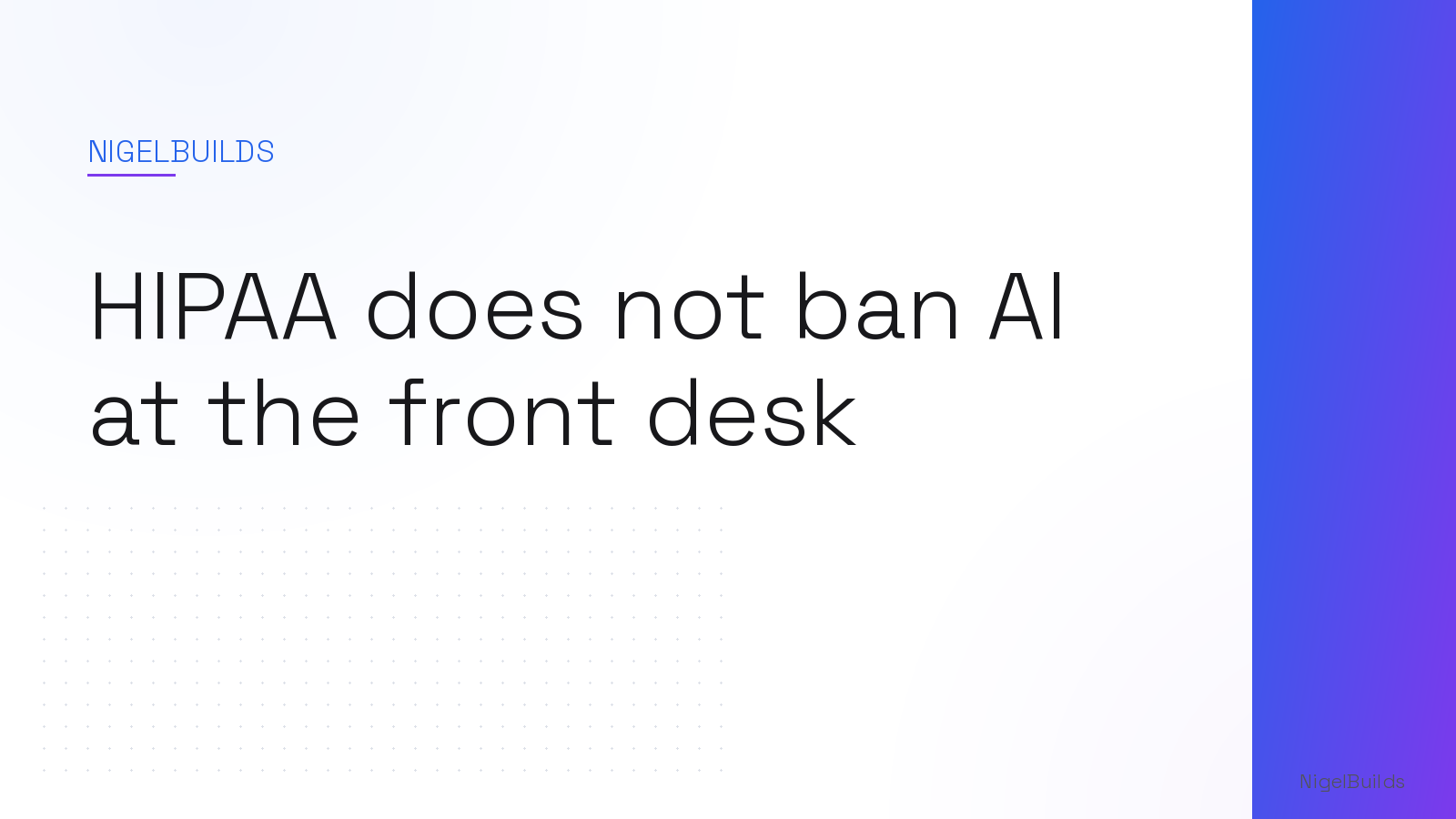 Editorial illustration for the article: HIPAA does not ban AI at the front desk