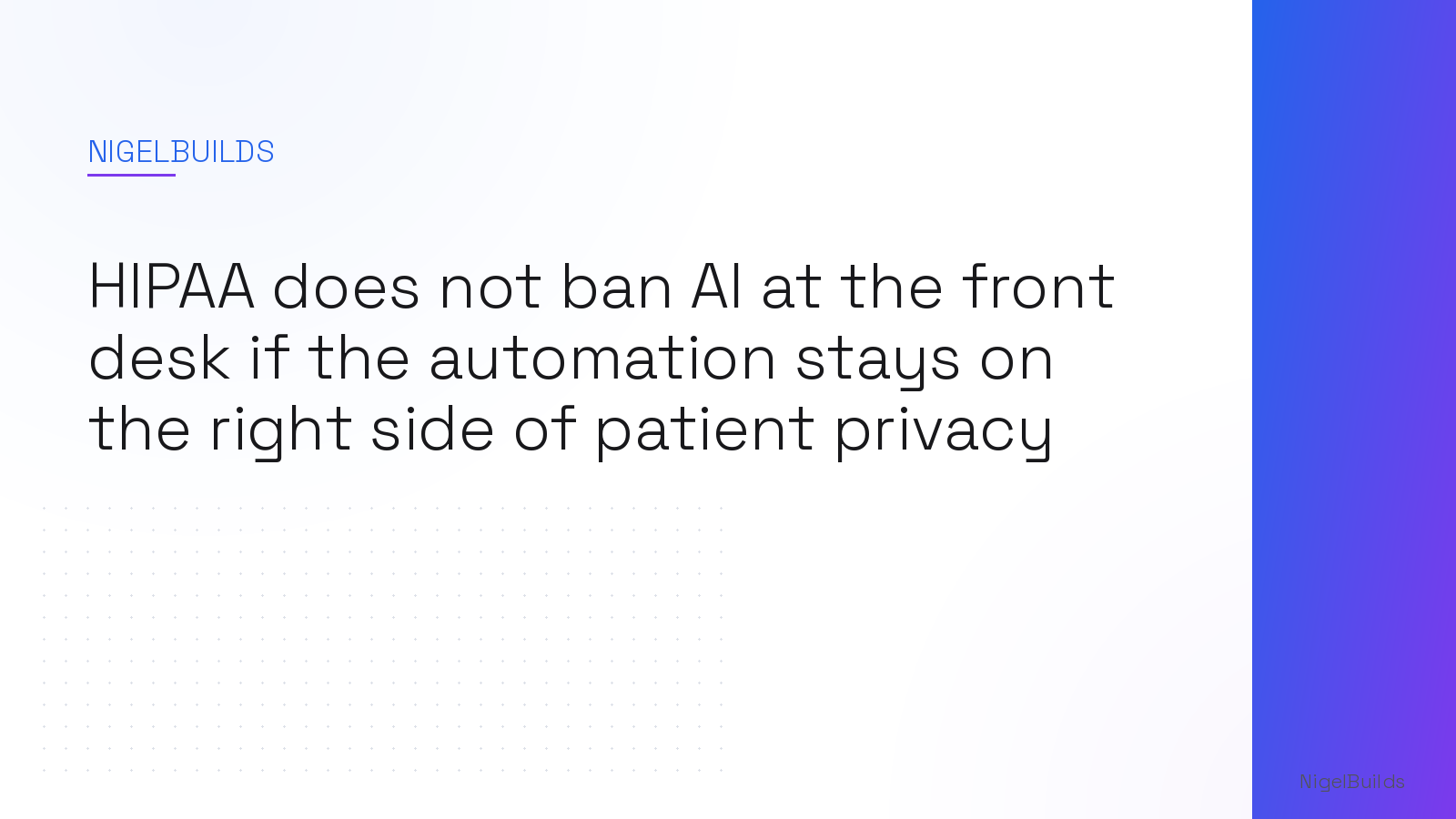Editorial illustration for the article: HIPAA does not ban AI at the front desk if the automation stays on the right side of patient privacy
