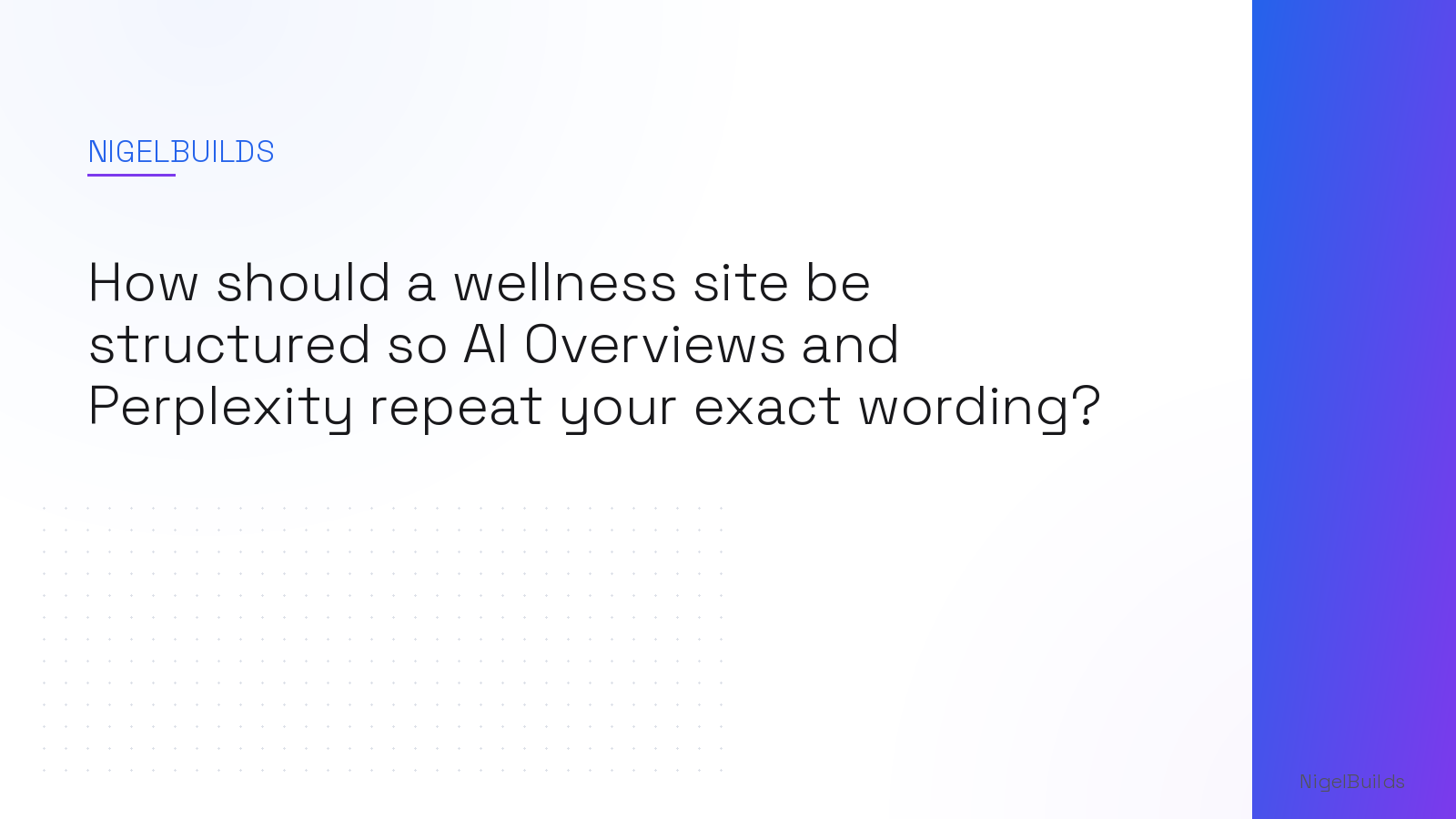 Editorial illustration for the article: How should a wellness site be structured so AI Overviews and Perplexity repeat your exact wording?