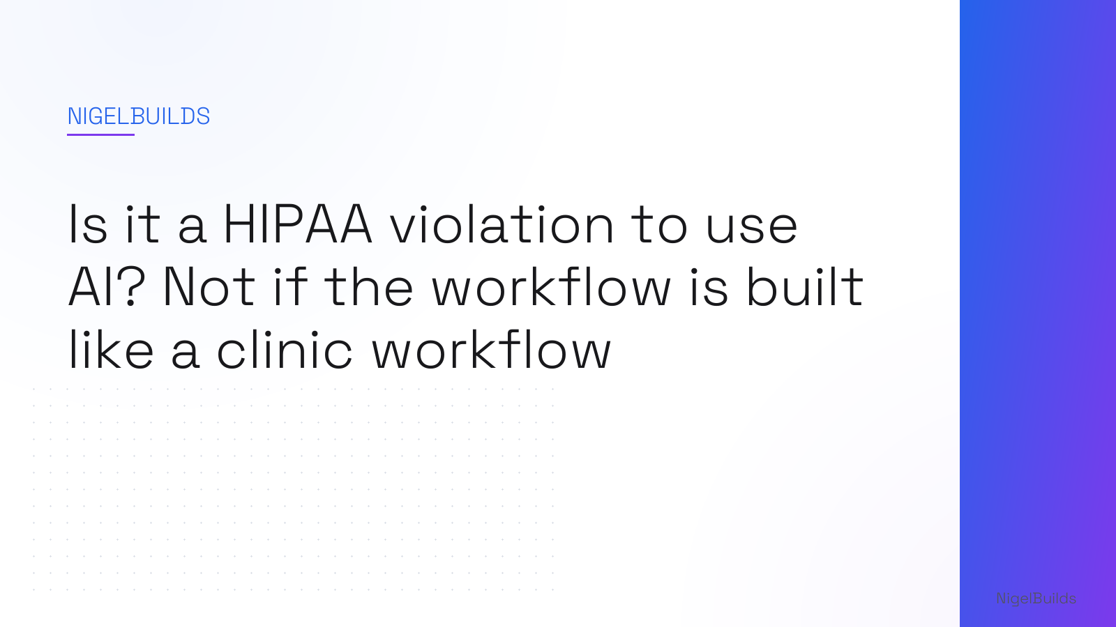 Editorial illustration for the article: Is it a HIPAA violation to use AI? Not if the workflow is built like a clinic workflow