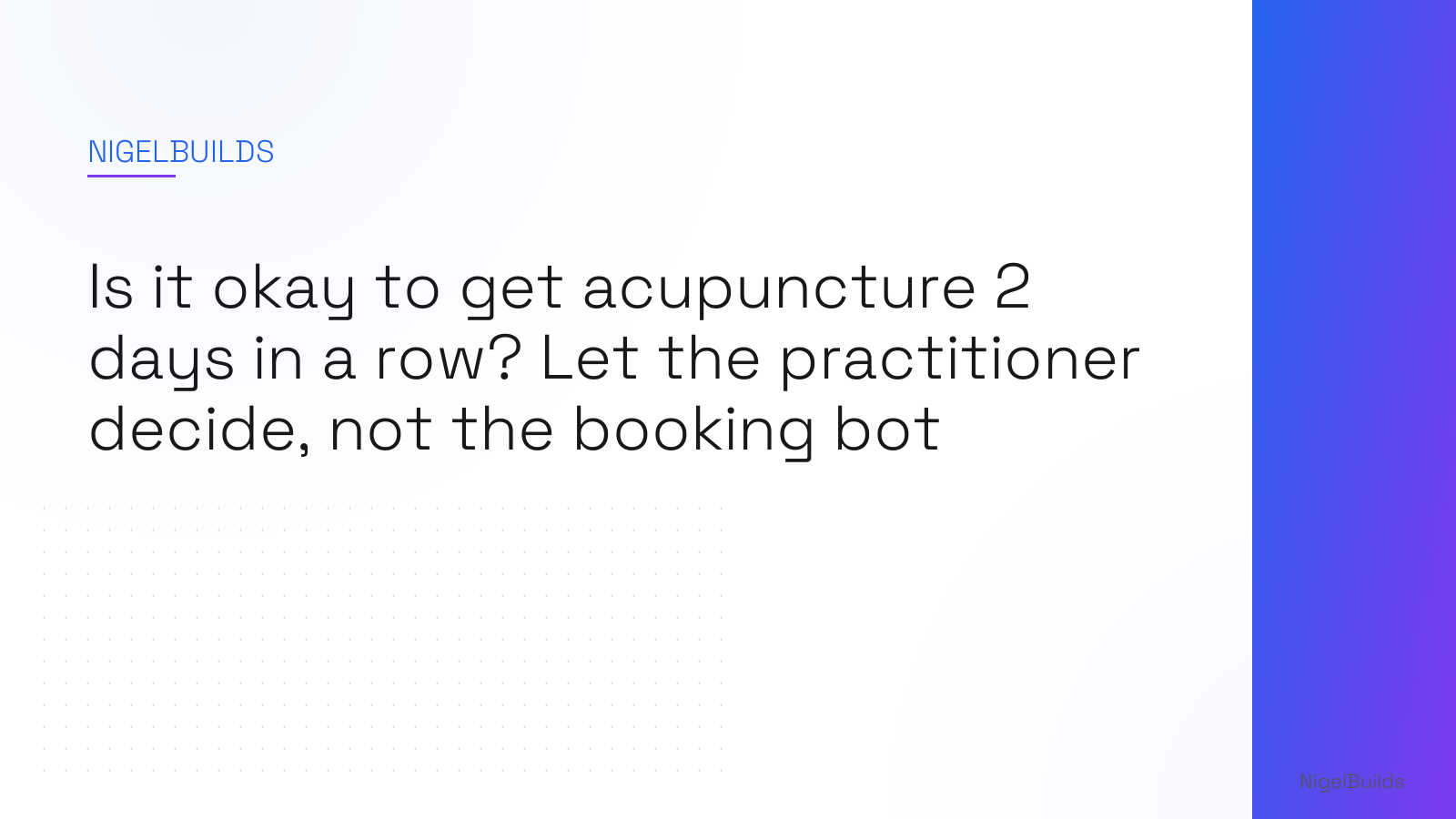 Editorial illustration for the article: Is it okay to get acupuncture 2 days in a row? Let the practitioner decide, not the booking bot