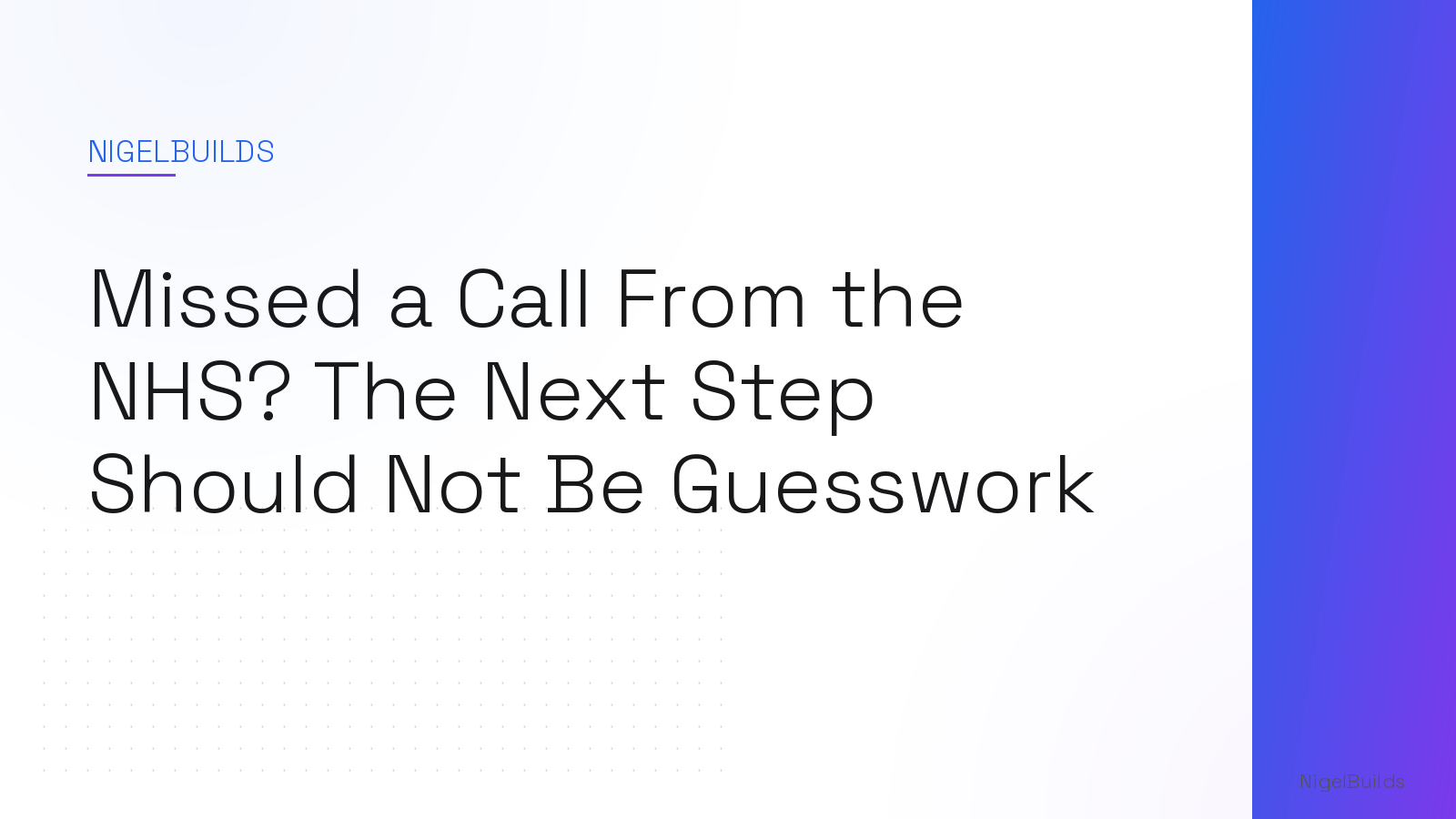 Editorial illustration for the article: Missed a Call From the NHS? The Next Step Should Not Be Guesswork