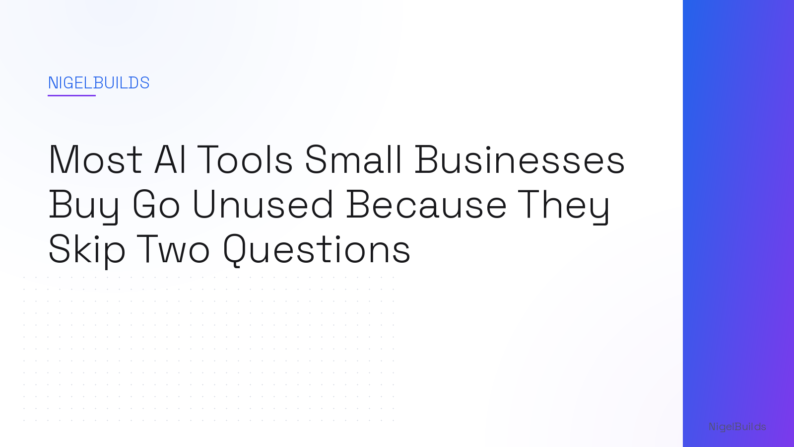 Editorial illustration for the article: Most AI Tools Small Businesses Buy Go Unused Because They Skip Two Questions