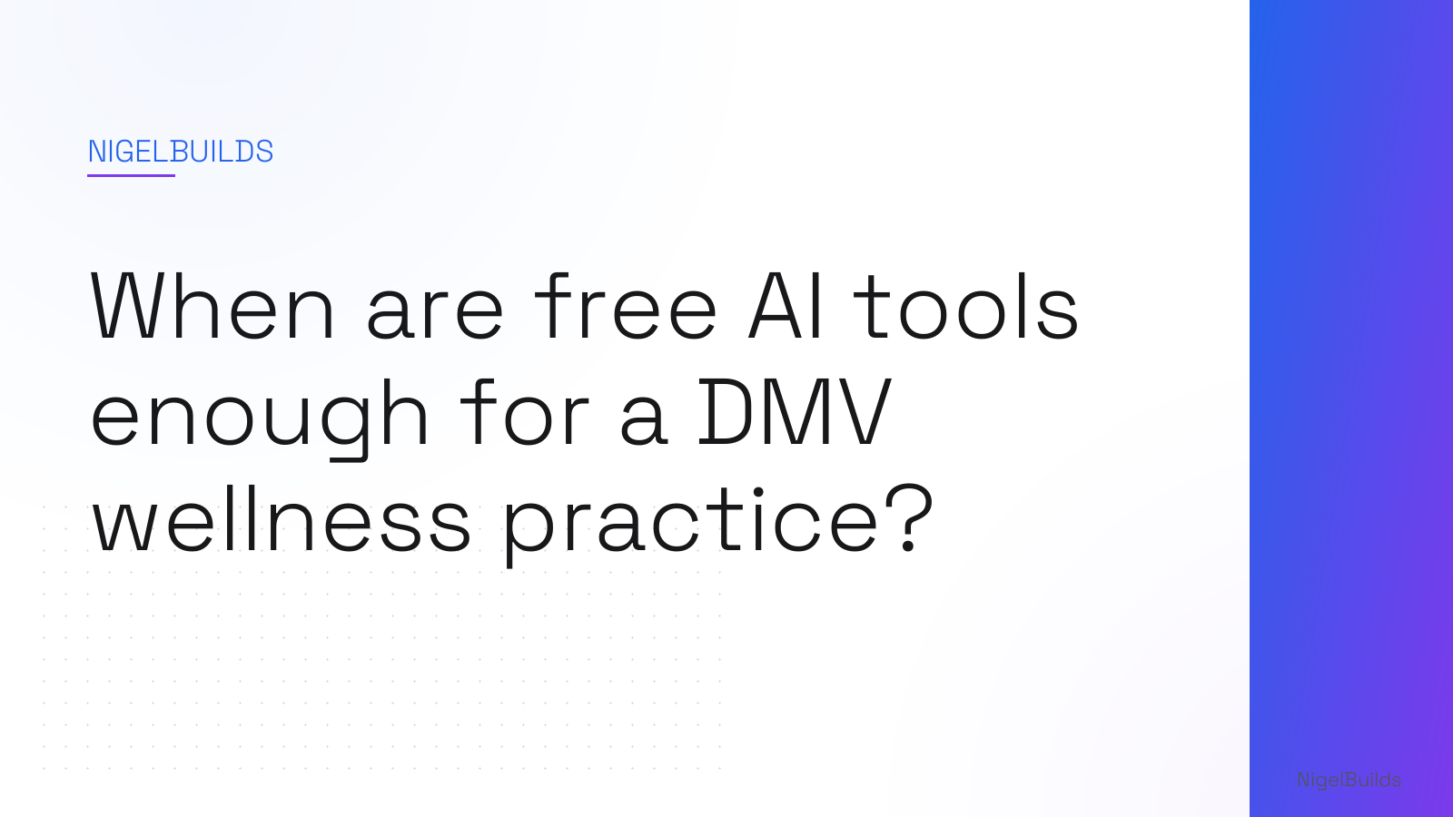 Editorial illustration for the article: When are free AI tools enough for a DMV wellness practice?