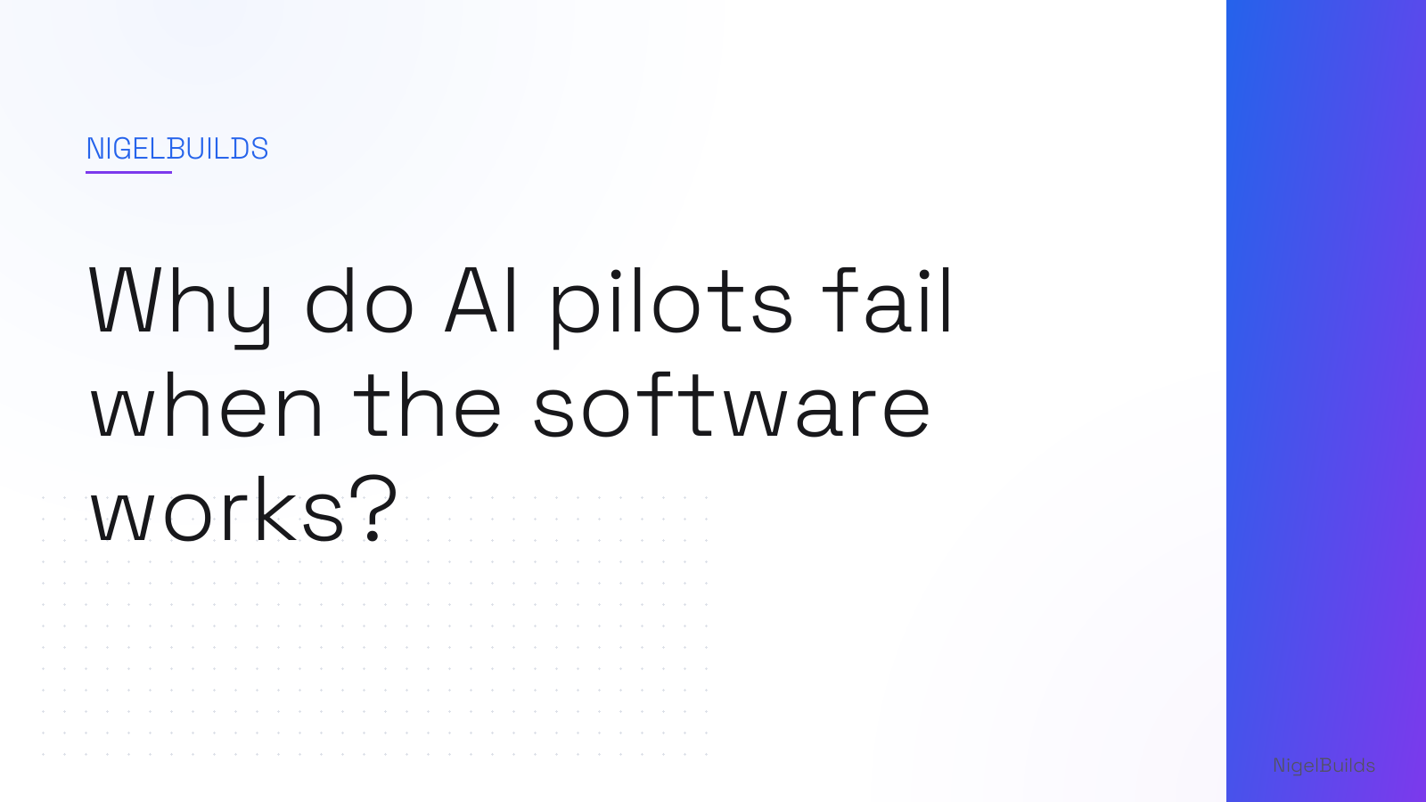 Editorial illustration for the article: Why do AI pilots fail when the software works?