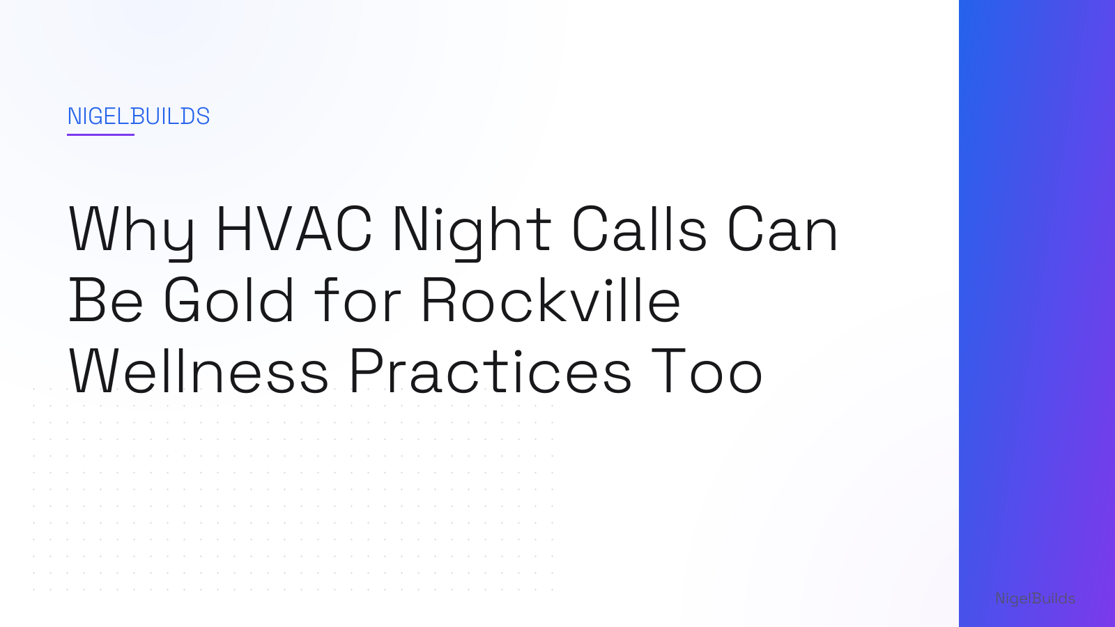 Editorial illustration for the article: Why HVAC Night Calls Can Be Gold for Rockville Wellness Practices Too