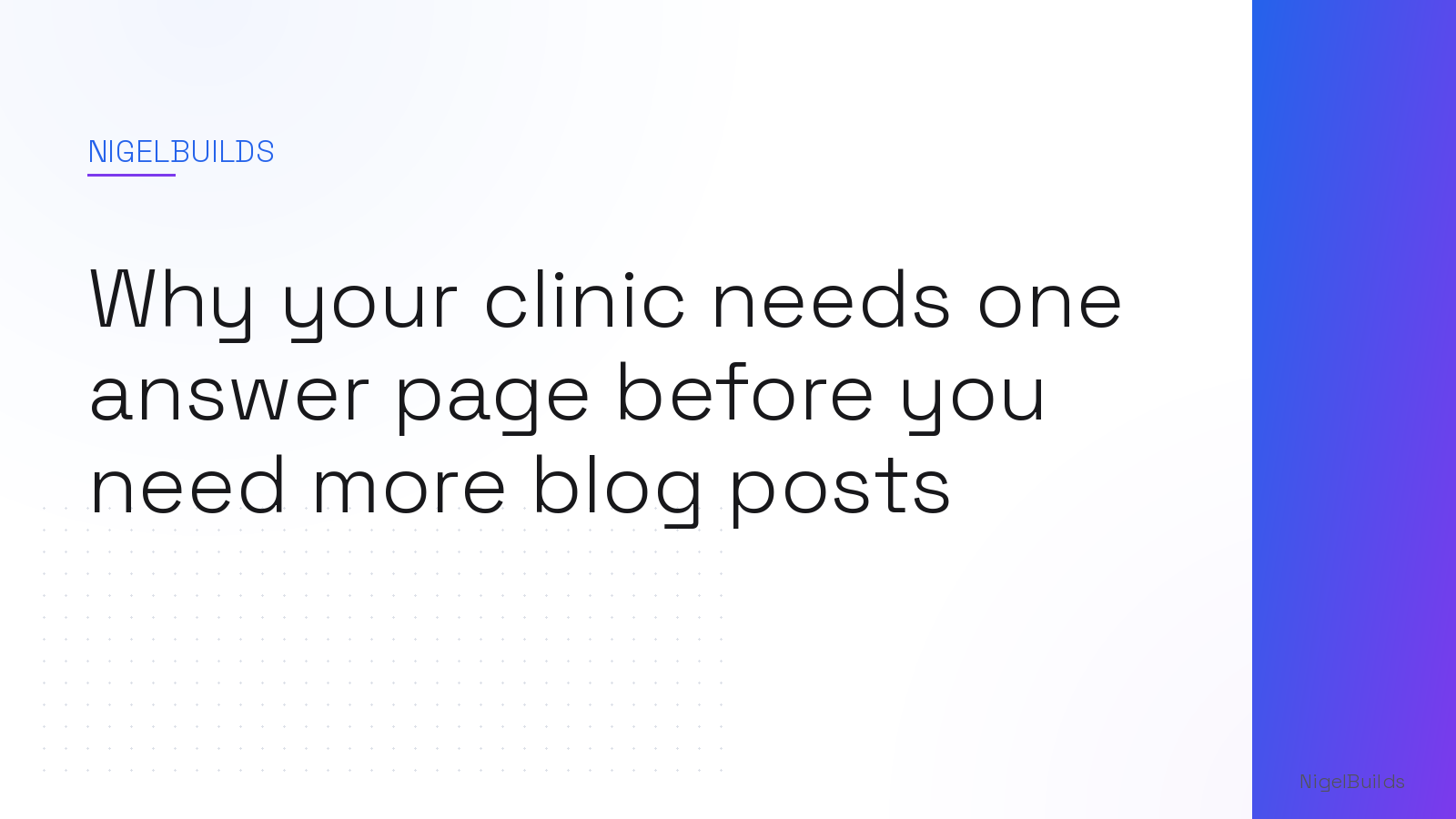 Editorial illustration for the article: Why your clinic needs one answer page before you need more blog posts