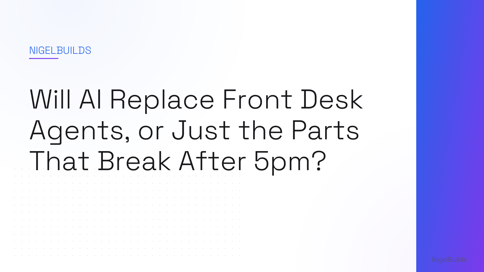 Editorial illustration for the article: Will AI Replace Front Desk Agents, or Just the Parts That Break After 5pm?