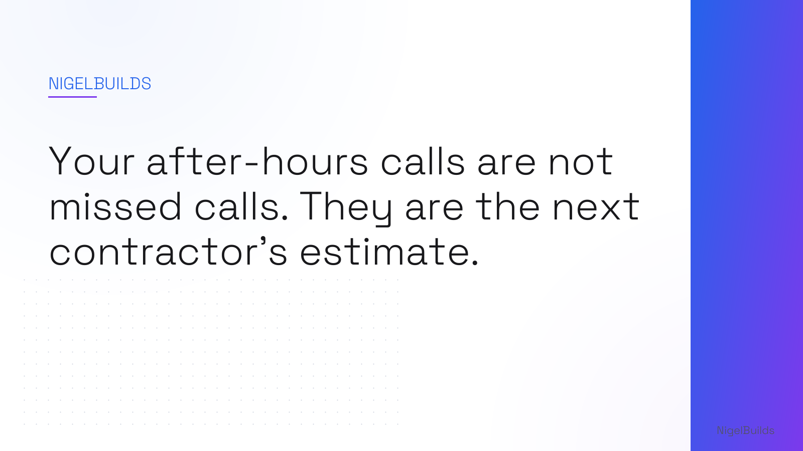 Editorial illustration for the article: Your after-hours calls are not missed calls. They are the next contractor's estimate.