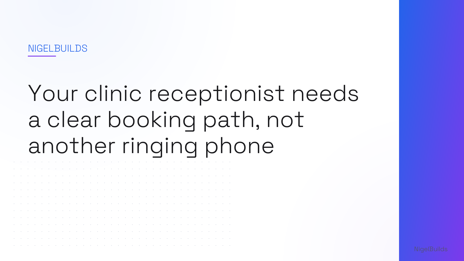 Editorial illustration for the article: Your clinic receptionist needs a clear booking path, not another ringing phone
