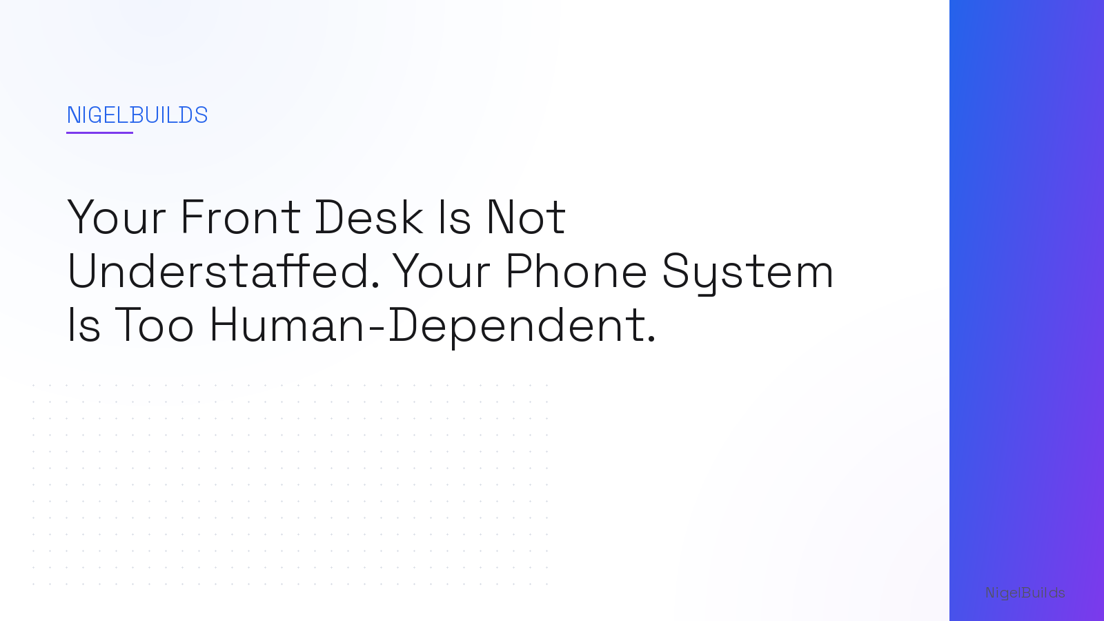 Editorial illustration for the article: Your Front Desk Is Not Understaffed. Your Phone System Is Too Human-Dependent.