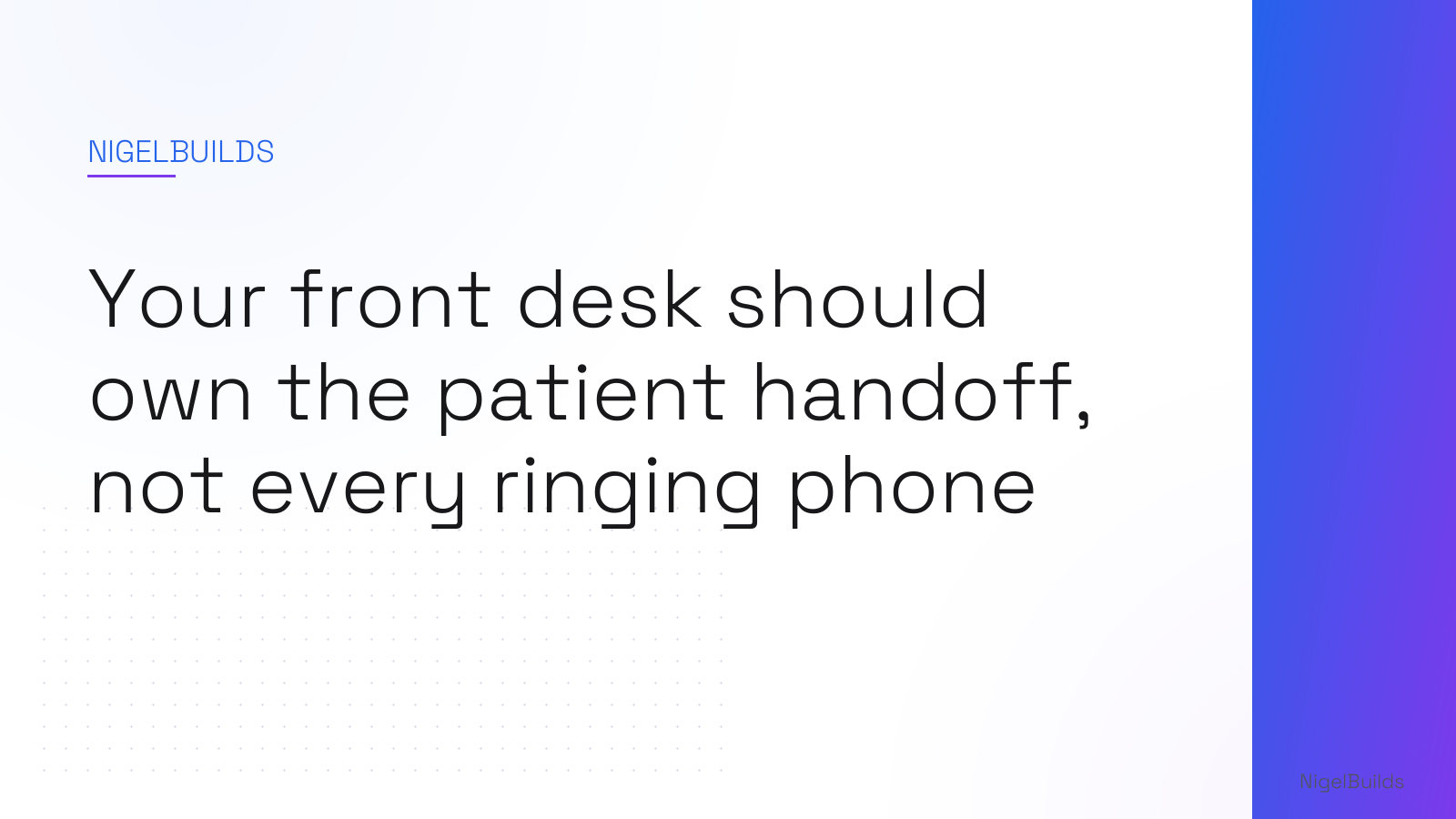 Editorial illustration for the article: Your front desk should own the patient handoff, not every ringing phone