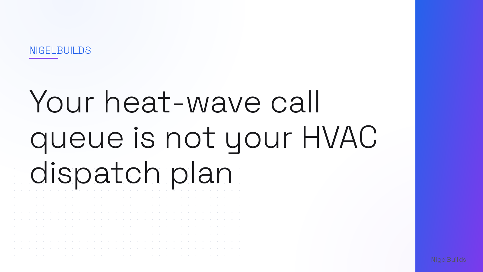Editorial illustration for the article: Your heat-wave call queue is not your HVAC dispatch plan