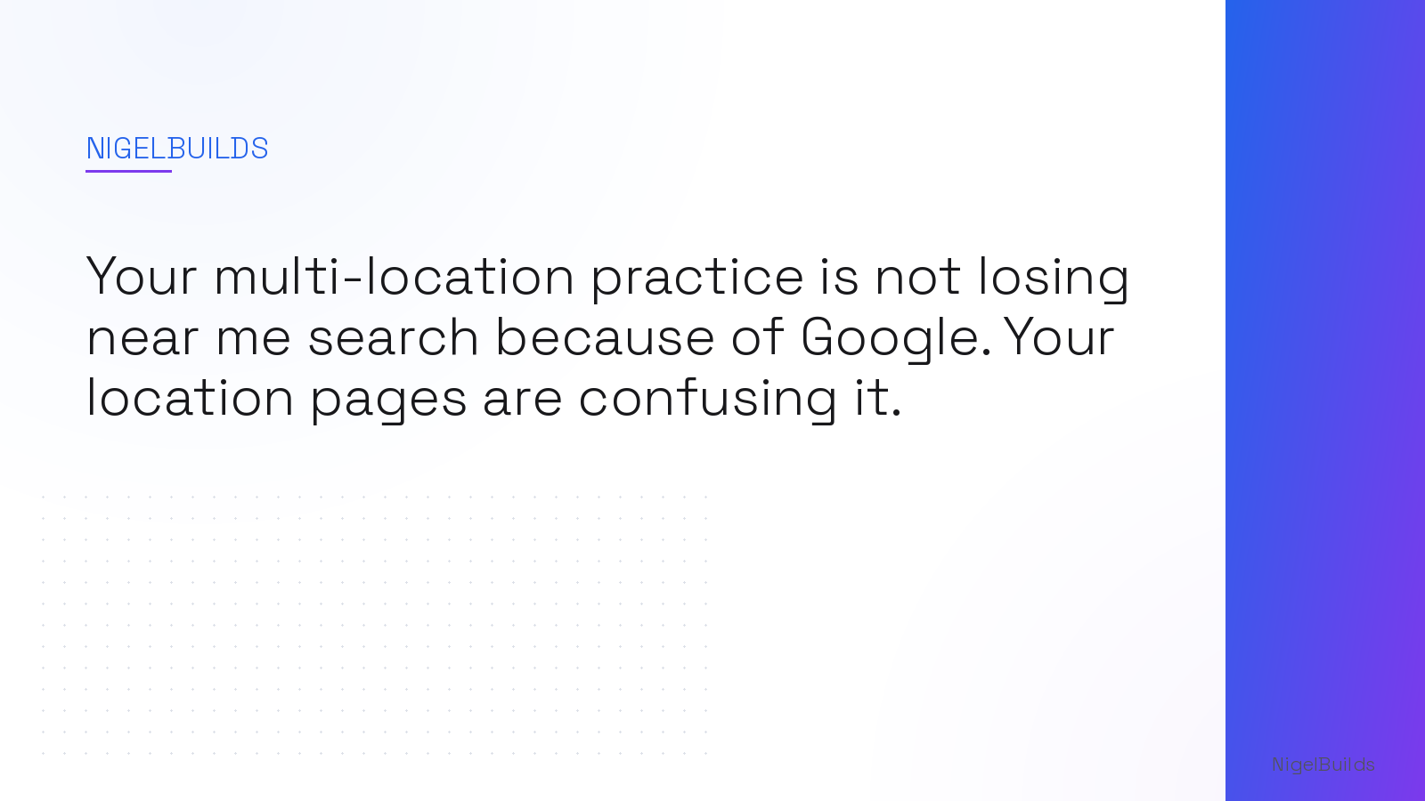 Editorial illustration for the article: Your multi-location practice is not losing near me search because of Google. Your location pages are confusing it.